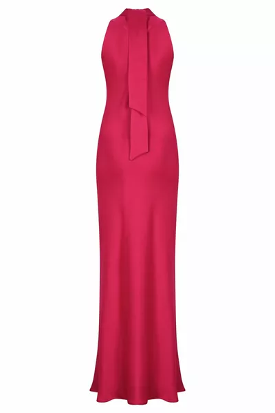 Halter Nek Split Roze Jurk