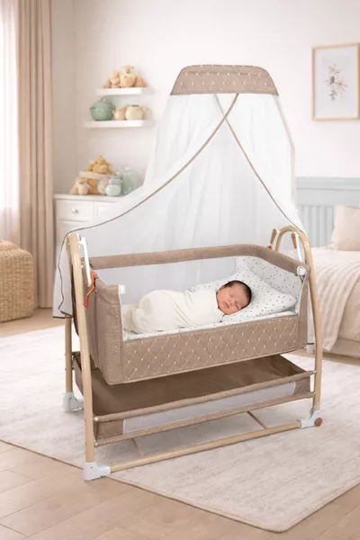 Кошара Royal Anne с тюл, люлеещо се бебешко креватче, кошара до мама