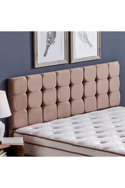 Tête de lit Niron Rama - Tête de lit pour lit double, tissu café au lait lavable