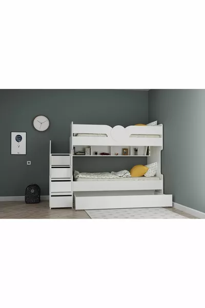 Комплект МДФ двухъярусная кровать на 3 человека, 1-й сорт, аксессуары