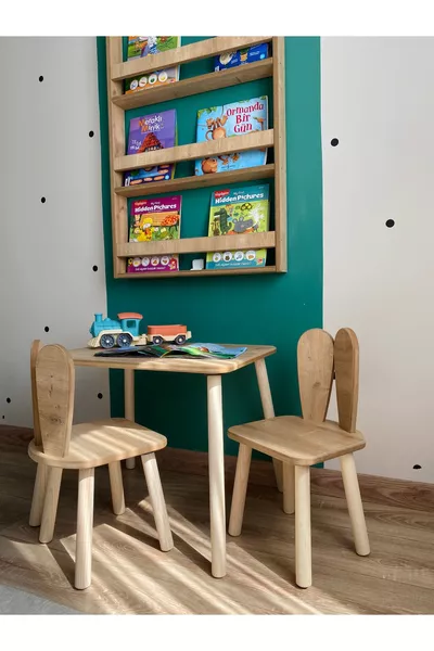 TAVOLO E SEDIA PER ATTIVITÀ MONTESSORI 1 TAVOLO 2 SEDIE ORECCHIE DI CONIGLIO