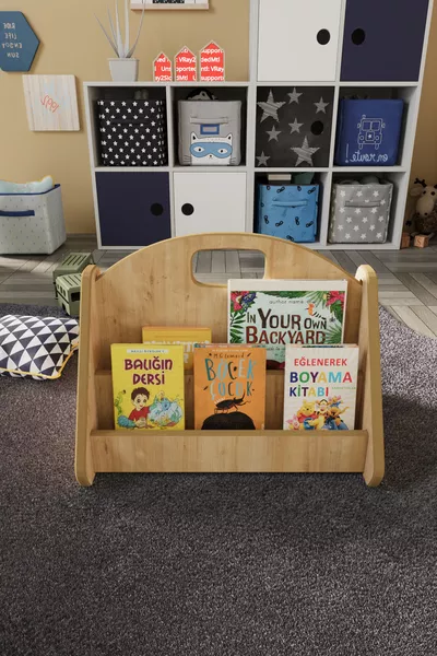Libreria per bambini Montessori in MDF - Rovere Zaffiro