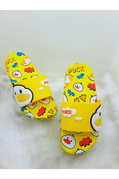 Non-Slip Marine Beach Pool Bath Garden Kids Slippers (Duck Pattern)