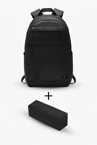 4 Bölmeli Kalemlikli Siyah Su Itici Kumaş Özellikli Okul Sırt Çantası