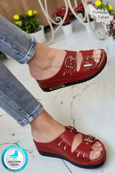 Darma Chaussures de quotidien pour femme avec deux brides, strass, boucle, semelle orthopédique, chaussons pour sortir et pour la maison