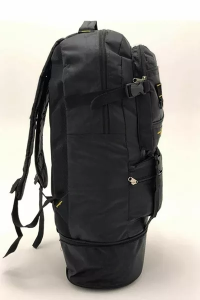 حقيبة ظهر متسلق سوداء، حقيبة ظهر مقاومة للماء، حقيبة تخييم كبيرة الحجم، حقيبة مشي مع فواصل