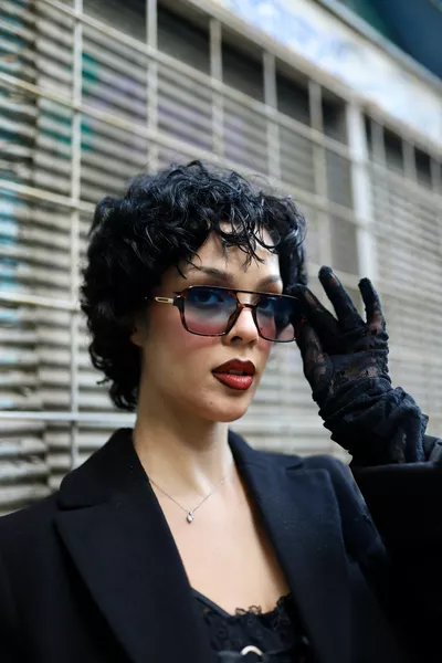 Damen-Sonnenbrille Rechteckiger Leopardenrahmen Blaugla