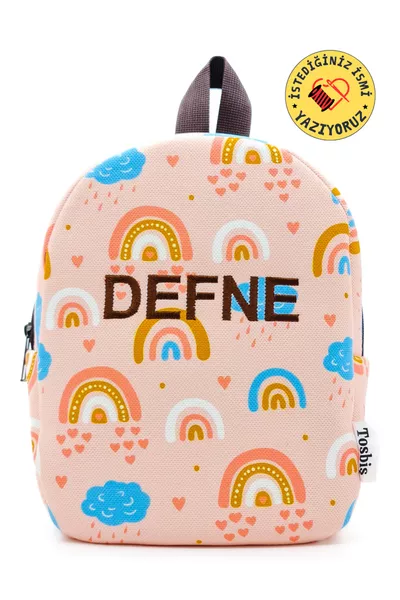 [ نكتب الاسم الذي تريده ] حقيبة ظهر للأطفال بعمر 0-8 سنوات باللون الوردي البوهيمي، حقيبة ظهر لرياض الأطفال