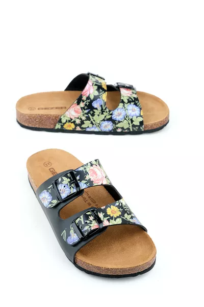 Sandales d'été pour femmes avec deux brides, réglables, confortables, semelle en liège, mode et usage quotidien