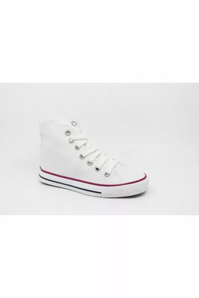 Children's White Lace-Up Linen Ankle Shoes