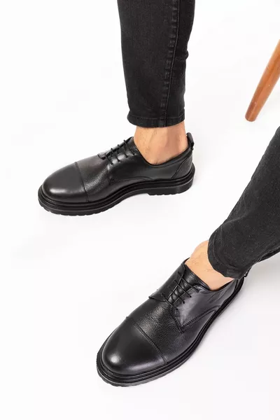 Genuine Leather, High-Platform, Stitched, Leather Men's Shoes