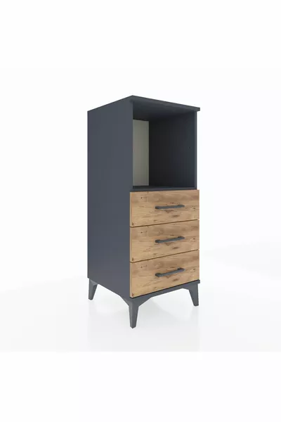 خزانة هايبريون بجرفة واحدة و3 أدراج - أنثراسيت-صنوبر