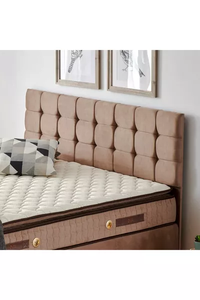 رأس سرير فردي راما - قماش بلون قهوة بالحليب بعرض سم