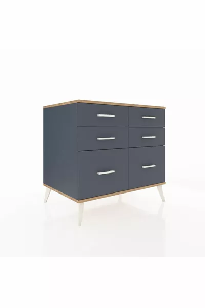 Комод Kronos с 6 ящиками, антрацит-сосна/антрацит