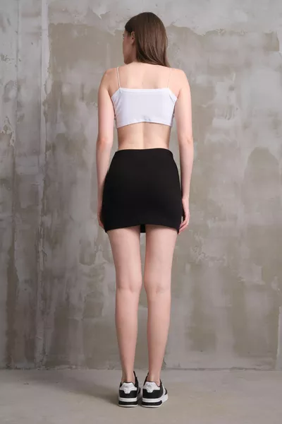 Mini jupe crayon fendue tissu jersey extensible