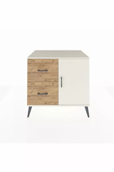 Kronos Dresser Single Shelf with 2 Drawers and 1 Door Moonstone-Moonstone/Pine
