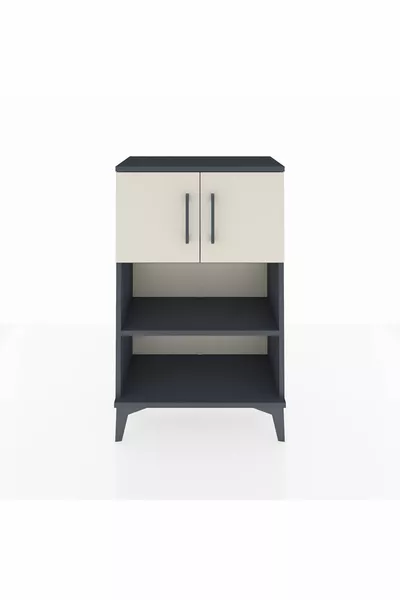 خزانة أرغيس كومودين بدرجين وغلافين أنثراسيت-حجر الصوان