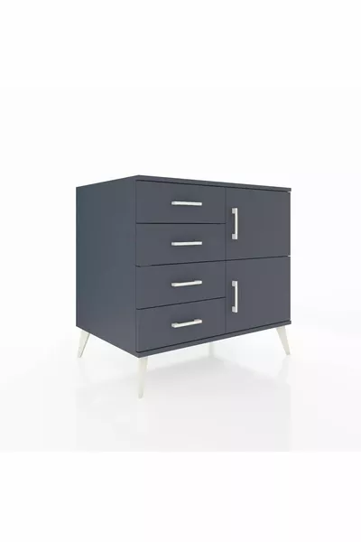 خزانة كرونوس رف واحد 4 أدراج و2 أبواب أنثراسيت-أنثراسيت