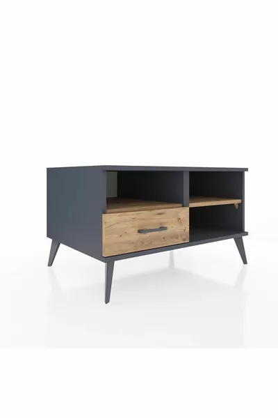 Commode Kronos avec 2 étagères et 1 tiroir Anthracite-Pin