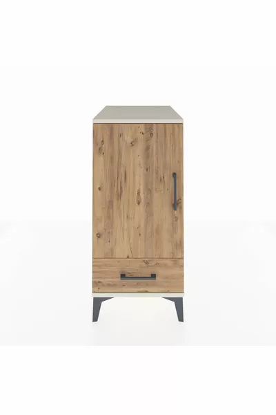 Кронос нощно шкафче с 3 рафта, едно чекмедже и една вратичка, ахат-смърч