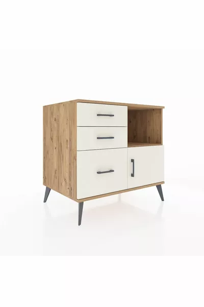 Kronos Dresser Single Shelf 3 Drawers Single Door Pine-Ayatash