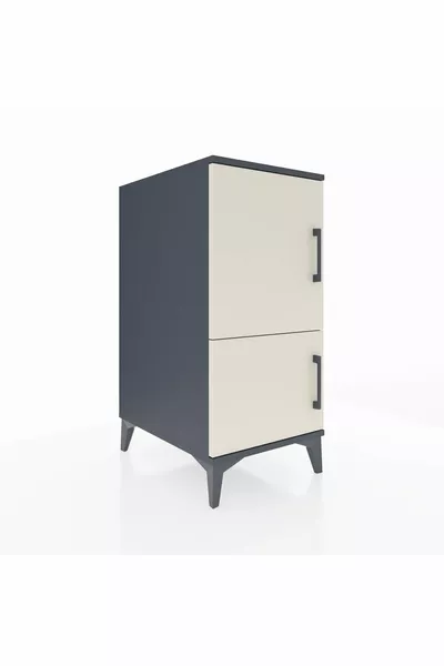 Нощно шкафче Kronos с 3 рафта и 2 врати, цвят антрацит-череша