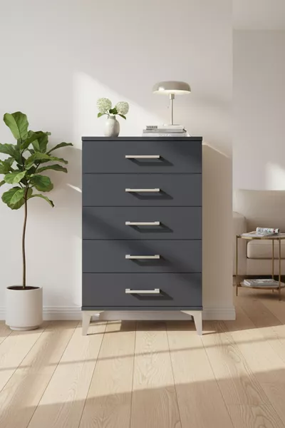 خزانة سلڤا بخمس أدراج باللون الأنثراسيت | أنيقة وعملية