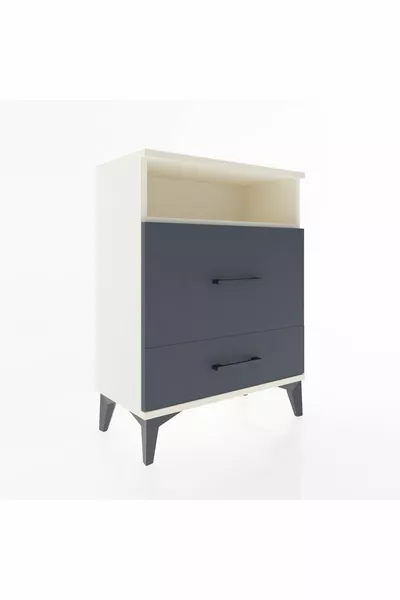 أرجس كومودين ذو رف واحد ودرجين، بحجر العقيق - أنثراسيت