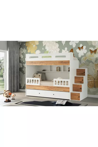 سرير بطابقين برلين / عدد 2 سرير بطانة خيزران مع مرتبة مرنة