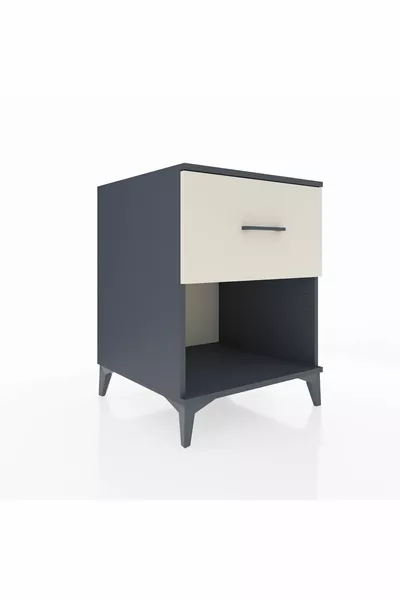 Kronos Nightstand Single Drawer Anthracite-Ash Stone