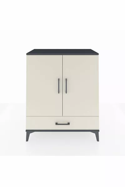 Cassettiere Hyperion con 3 Ripiani, 1 Cassetto e 2 Ante Antracite-Sabbia