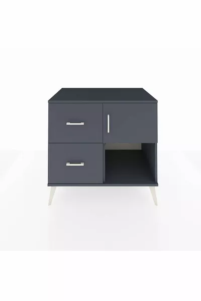 خزانة كرونوس مع رف واحد، درجين، باب واحد، أنثراسيت-أنثراسيت