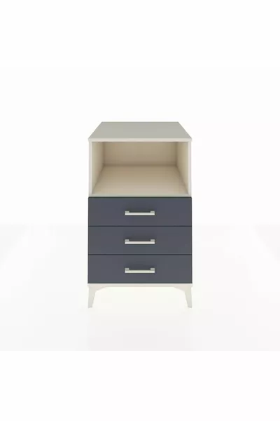 Kronos Nachtkastje Met Eén Plank En 3 Lades Agaat-Antraciet