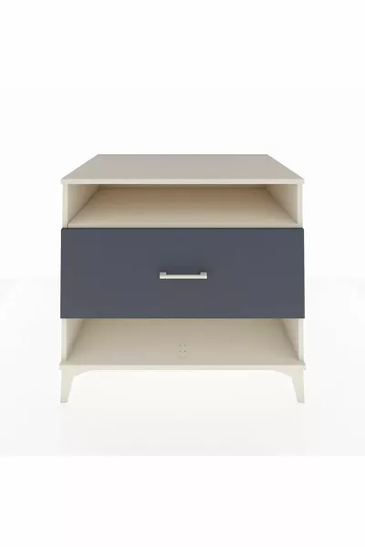 Кронос скрин с едно чекмедже и една рафтова плоча, бял мрамор - антрацит