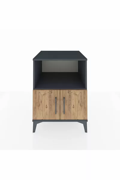 Kronos Nachtkastje 2 Planken 2 Deuren Antraciet-Plant