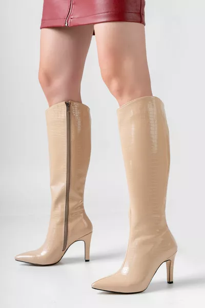 Jane Kroko Pointed Toe Thin Heels Women's Boots