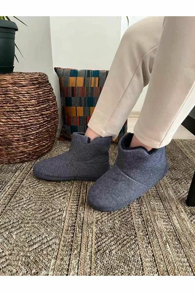 الرجال الحرارية الشتاء Pantuf الأحذية المنزلية سادة رمادي من جلد الغزال