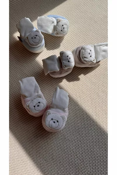 Plush 3D Teddy Bear Toy Fun Velvet Baby Booties