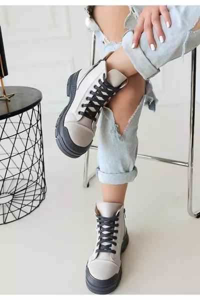 Melda Beige Skin Grey Подошва на шнуровке