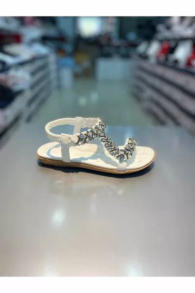 Flache Sandalen für Mädchen mit Steinen