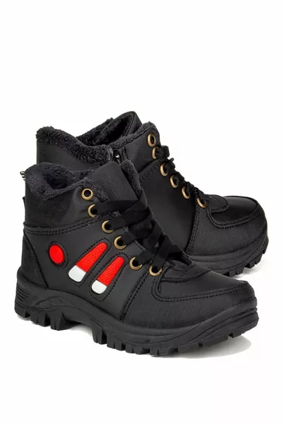Black Wool Inside Cold And Waterproof Non-Slip Kids Boots