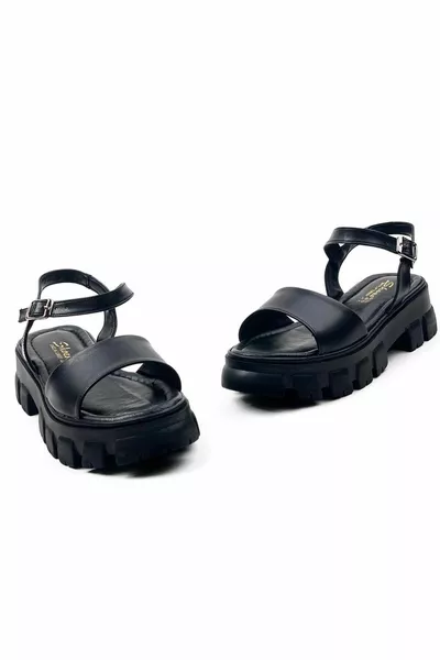 Zwarte Merly orthopedische sandalen met enkelband voor dames