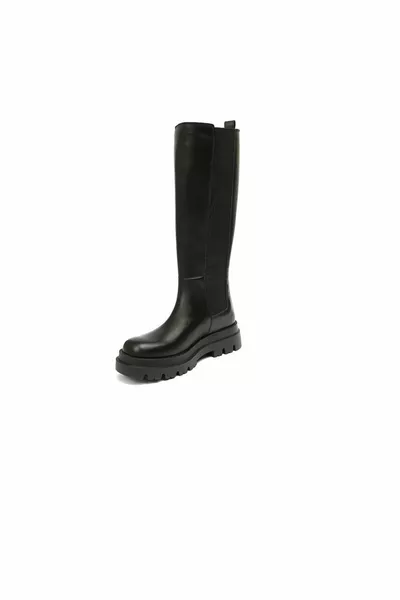 حذاء جلد طبيعي أسود نسائي 