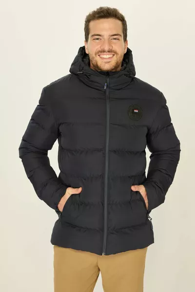 معطف بخاخ باللون الأزرق الداكن والرياح للرجال 