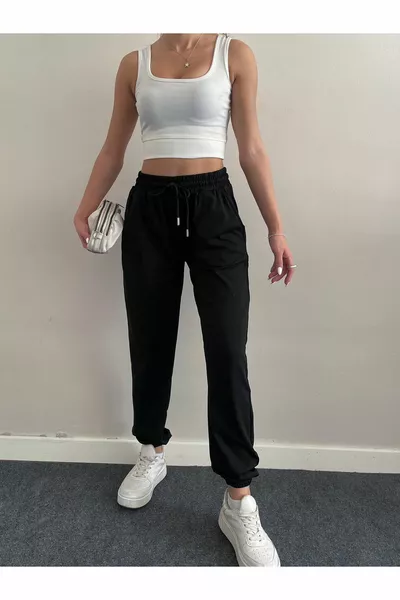 Женская ткань для дайвинга зимний флисовый джоггер с высокой талией карман черные спортивные штаны