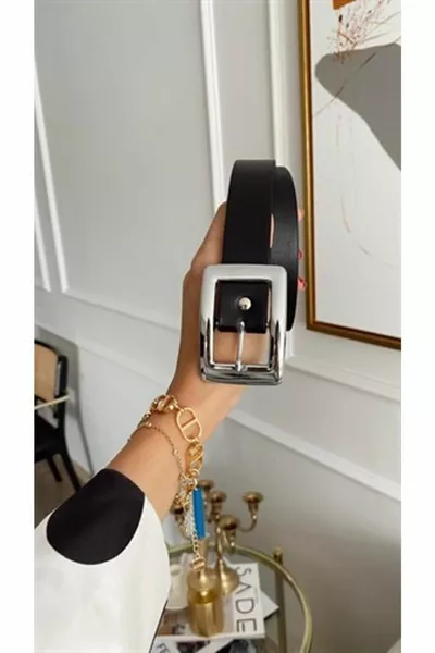 المرأة الفضة مستطيلة مشبك حزام