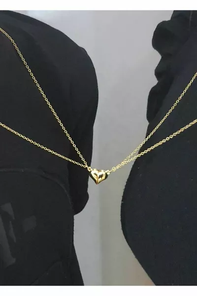 Collier unisexe or/or amoureux avec deux aimants coeur ouvrant - Collier de l’amitié - meilleur ami