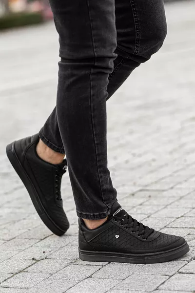 الرجال الأسود عارضة الدانتيل المتابعة فو الجلود المضادة للعرق أحذية رياضية العظام مع بطانة الداخلية