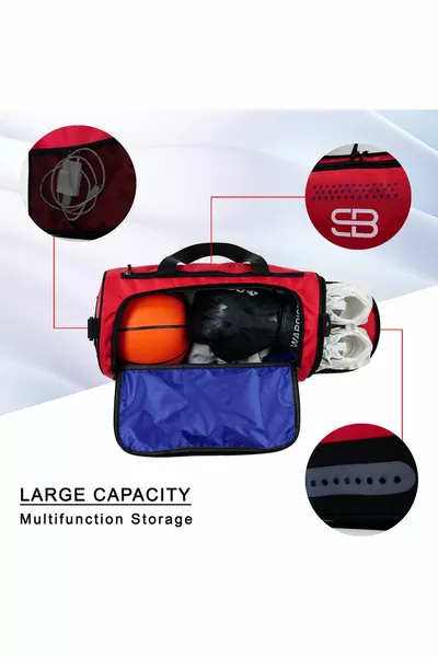 Средняя унисекс красная спортивная сумка для фитнеса и путешествий с глазами для обуви