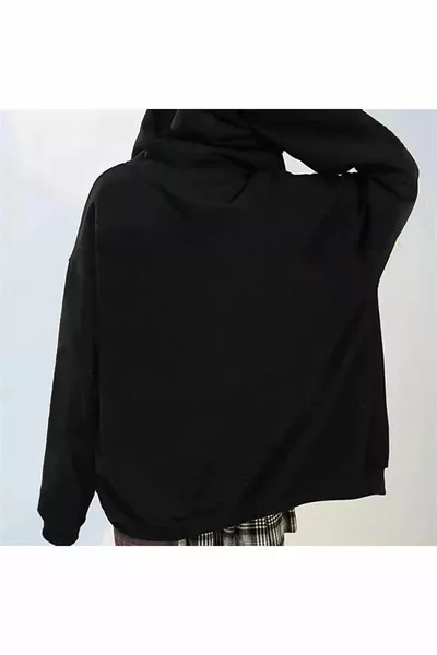 أسود عادي للجنسين كبير الحجم (3 خيوط) كارديجان شتوي سميك مع صوف بالداخل